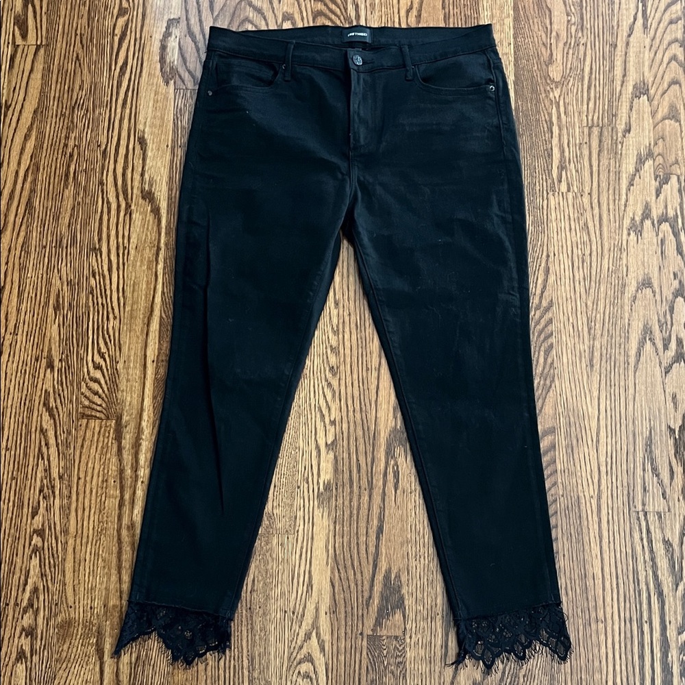 DRIFTWOOD Black Jeans with Lace Hem